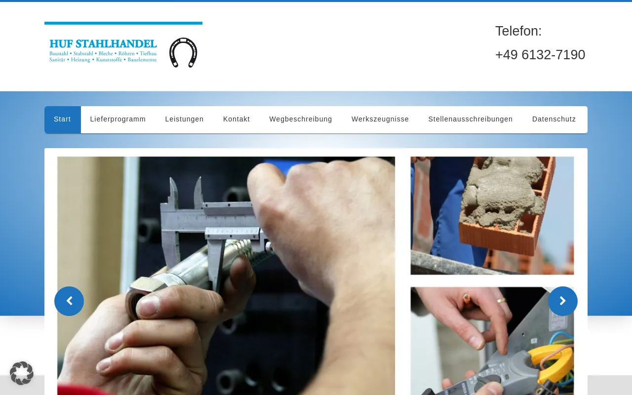 Screenshot of huf-stahlhandel.de
