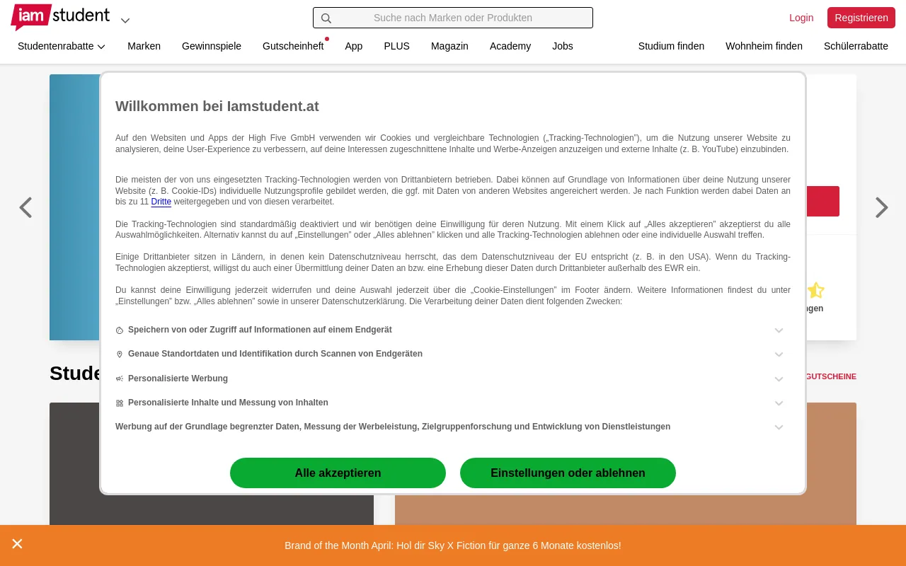 Screenshot of iamstudent.at
