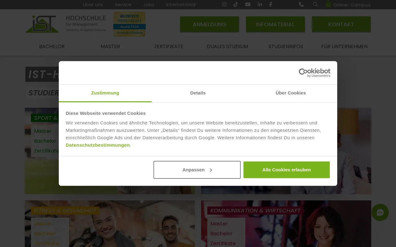 Screenshot of ist-hochschule.de