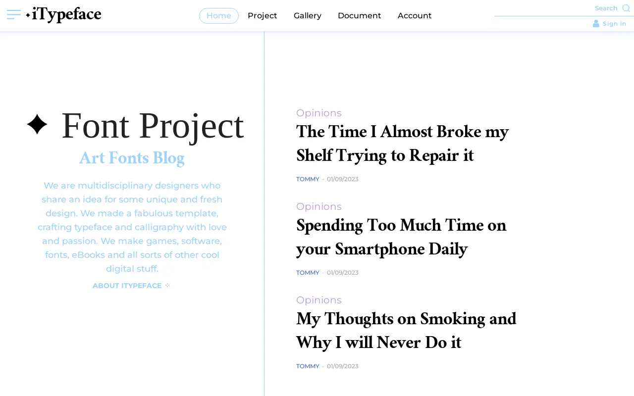 Screenshot of itypeface.com