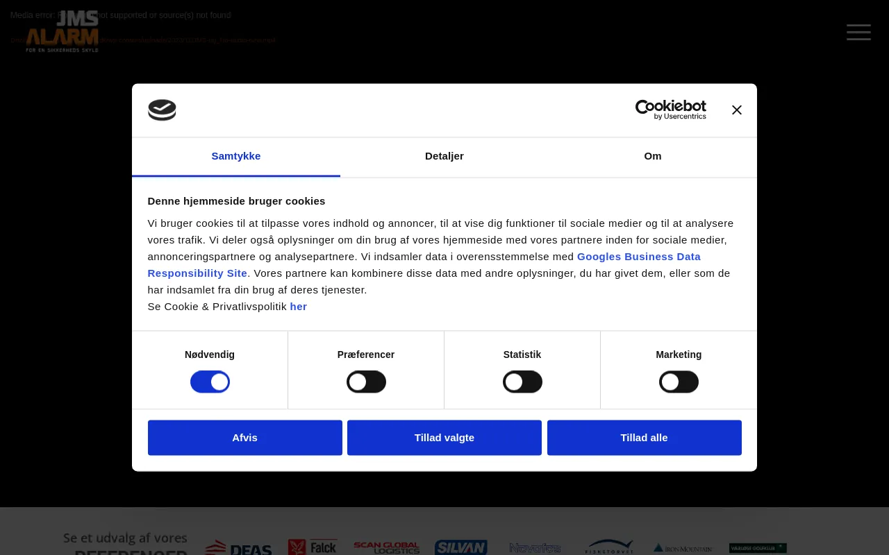 Screenshot of jmsalarm.dk