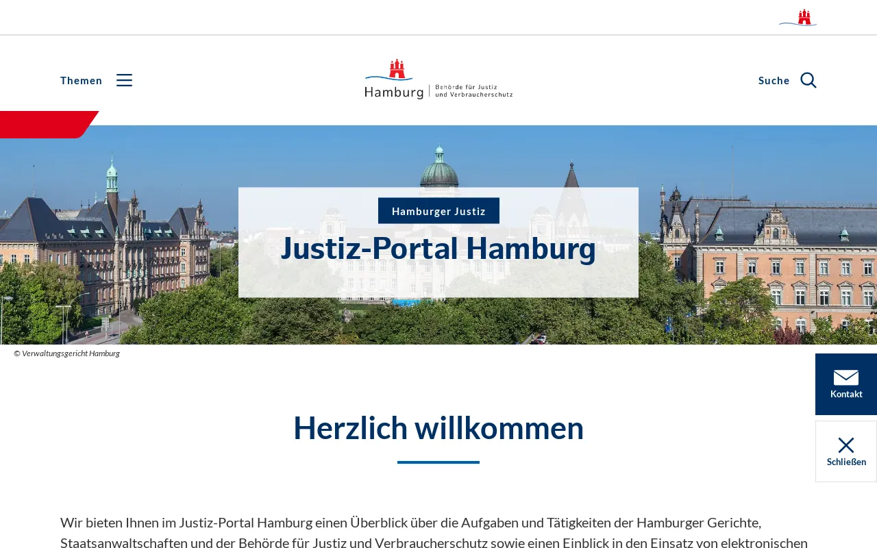 Screenshot of justiz.hamburg.de
