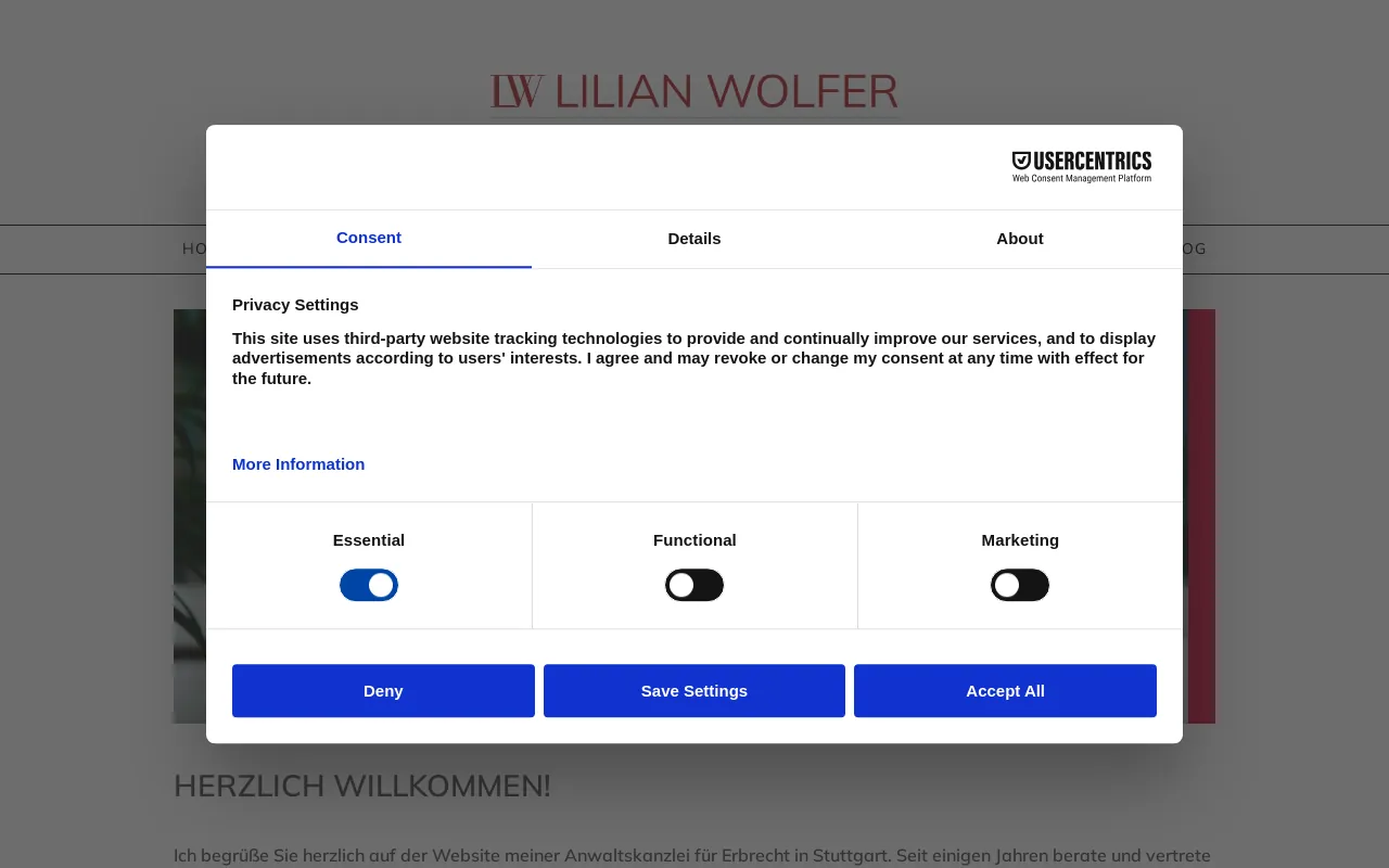 Screenshot of kanzlei-wolfer.de