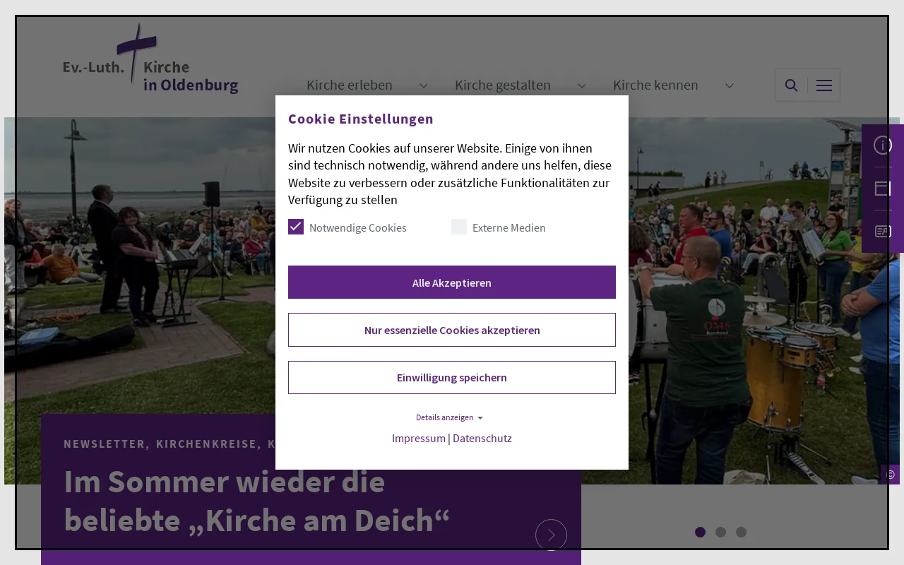 Screenshot of kirche-oldenburg.de