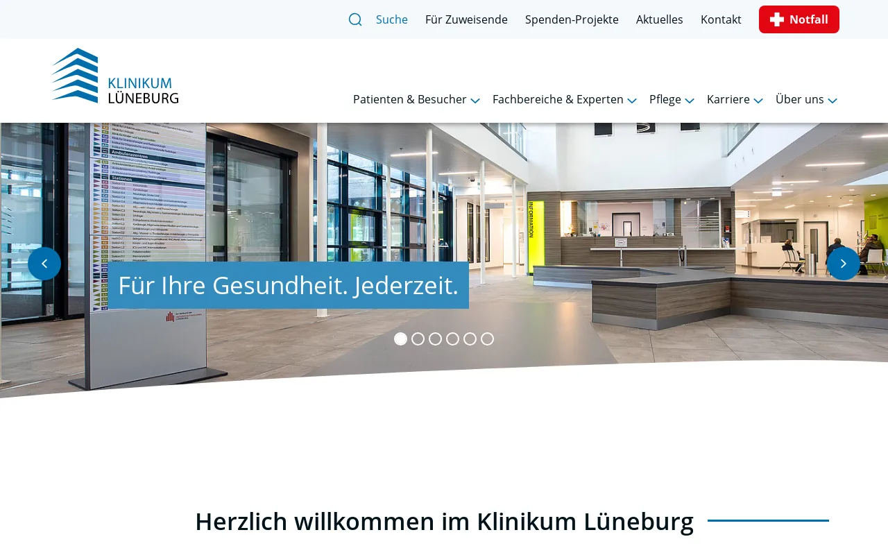 Screenshot of klinikum-lueneburg.de