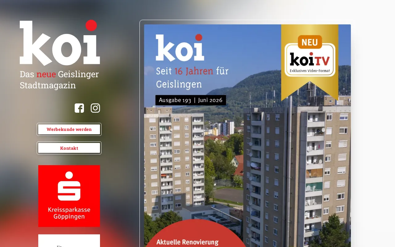 Screenshot of koi-stadtmagazin.de