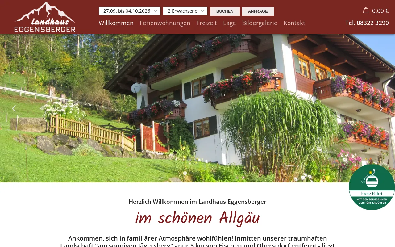 Screenshot of landhaus-eggensberger.de