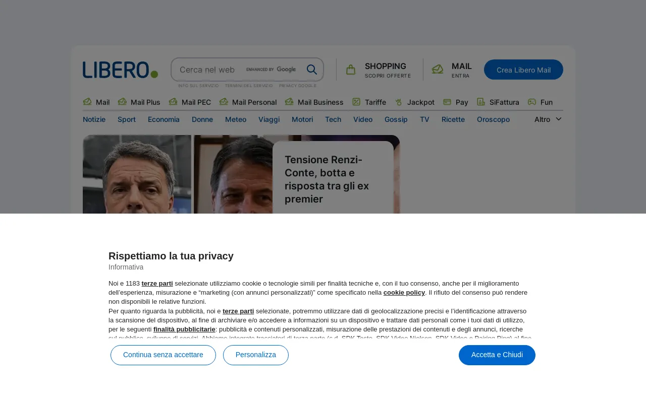 Screenshot of libero.it