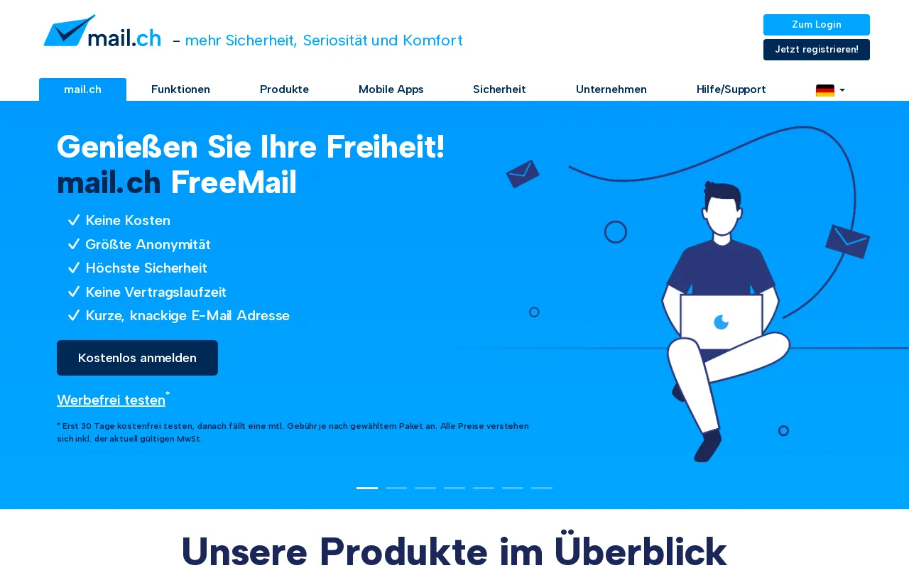 Screenshot of mail.ch