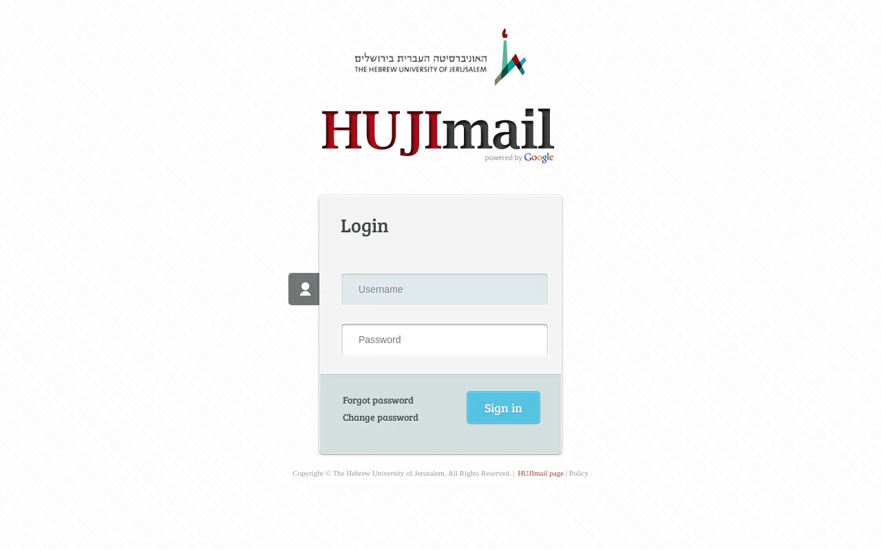 Screenshot of mail.huji.ac.il