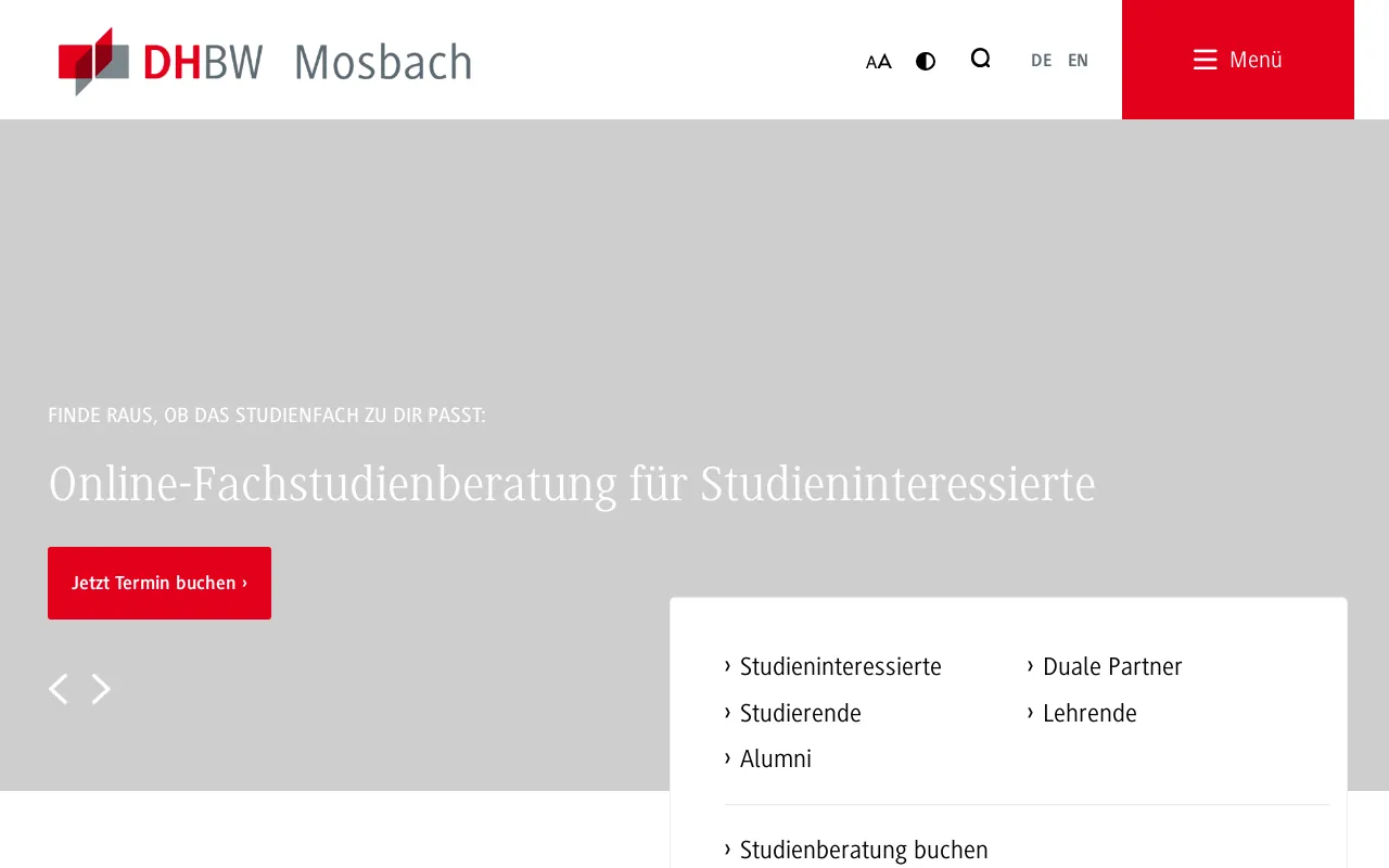 Screenshot of mosbach.dhbw.de