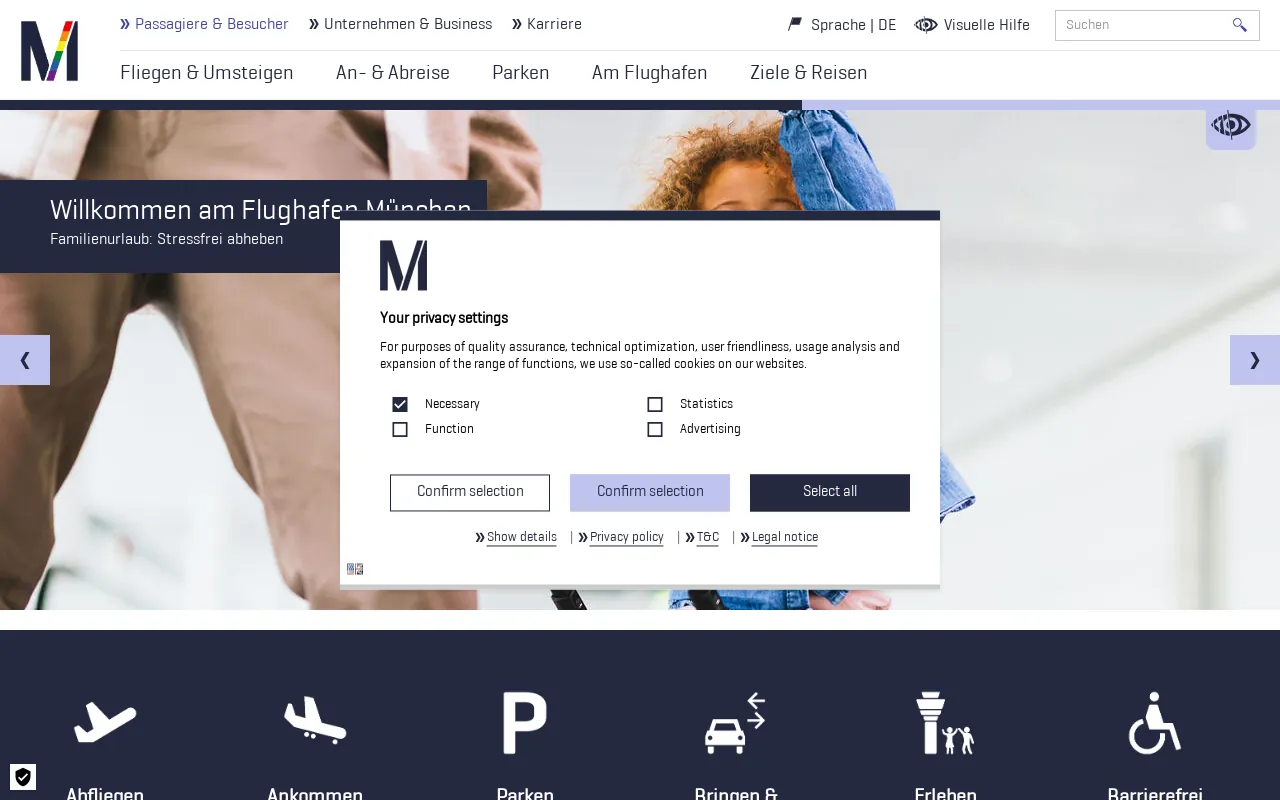 Screenshot of munich-airport.de