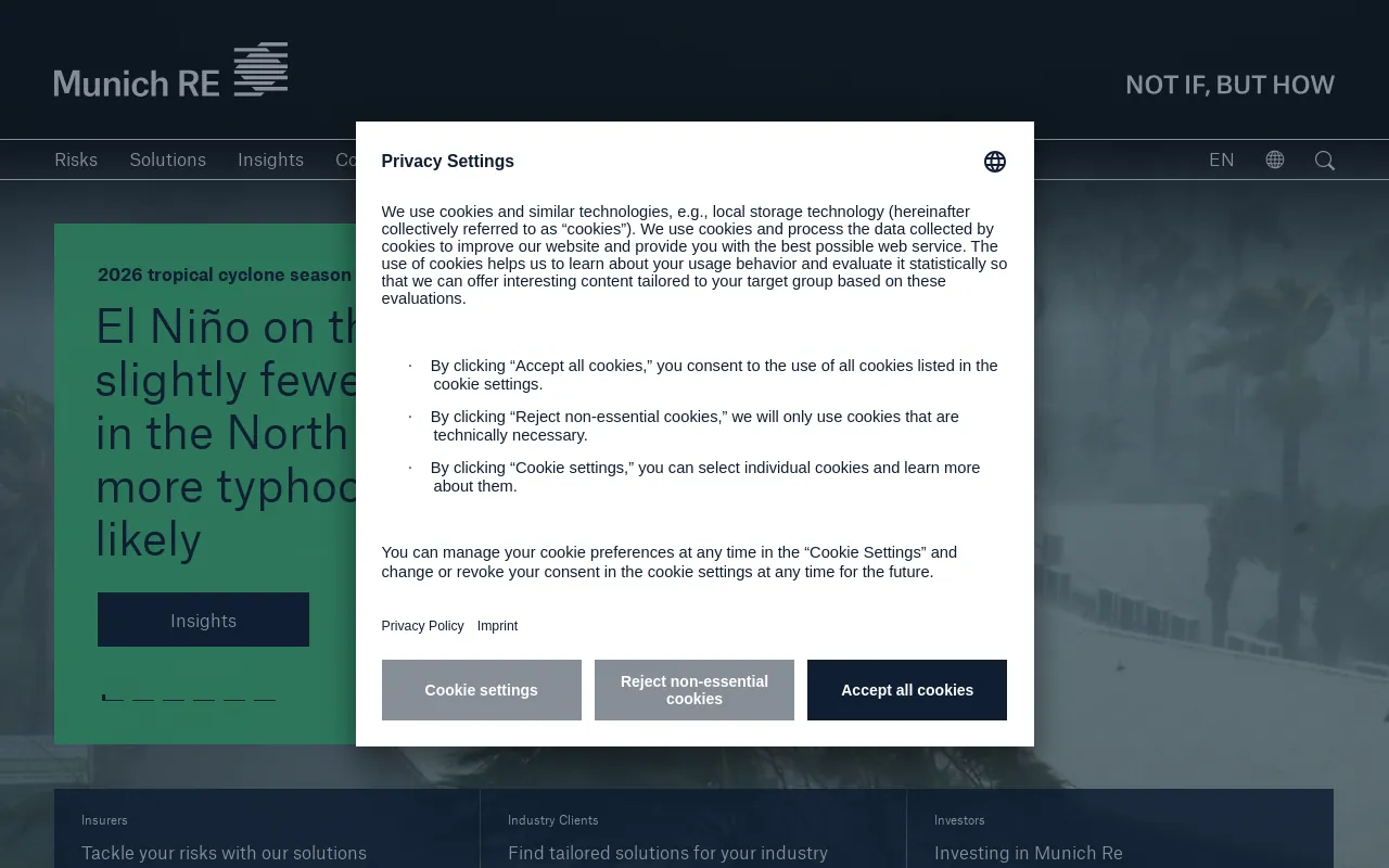 Screenshot of munichre.com