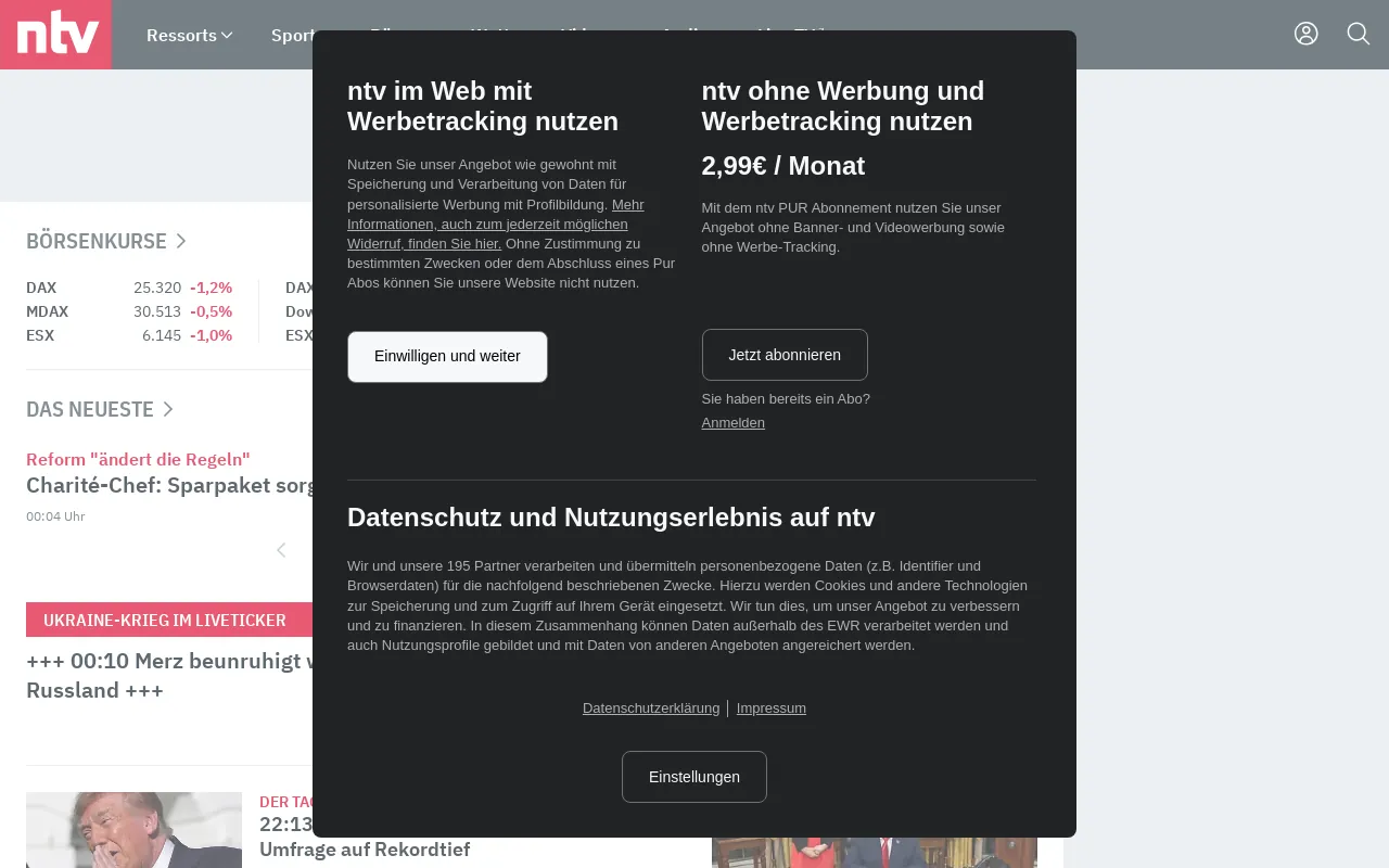Screenshot of n-tv.de