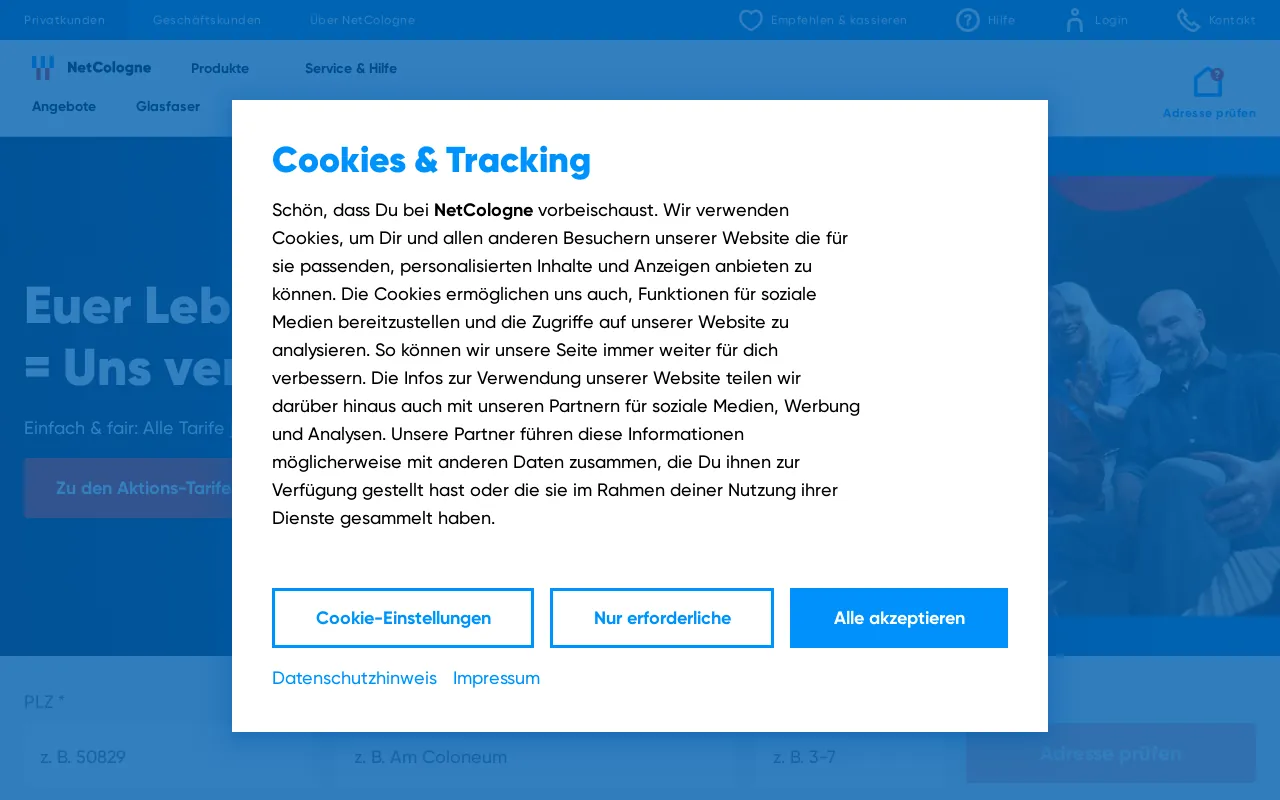 Screenshot of netcologne.de