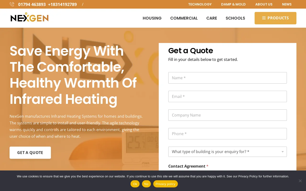 Screenshot of nexgenheating.com