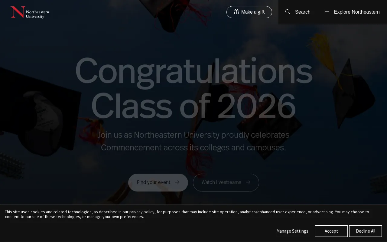 Screenshot of northeastern.edu