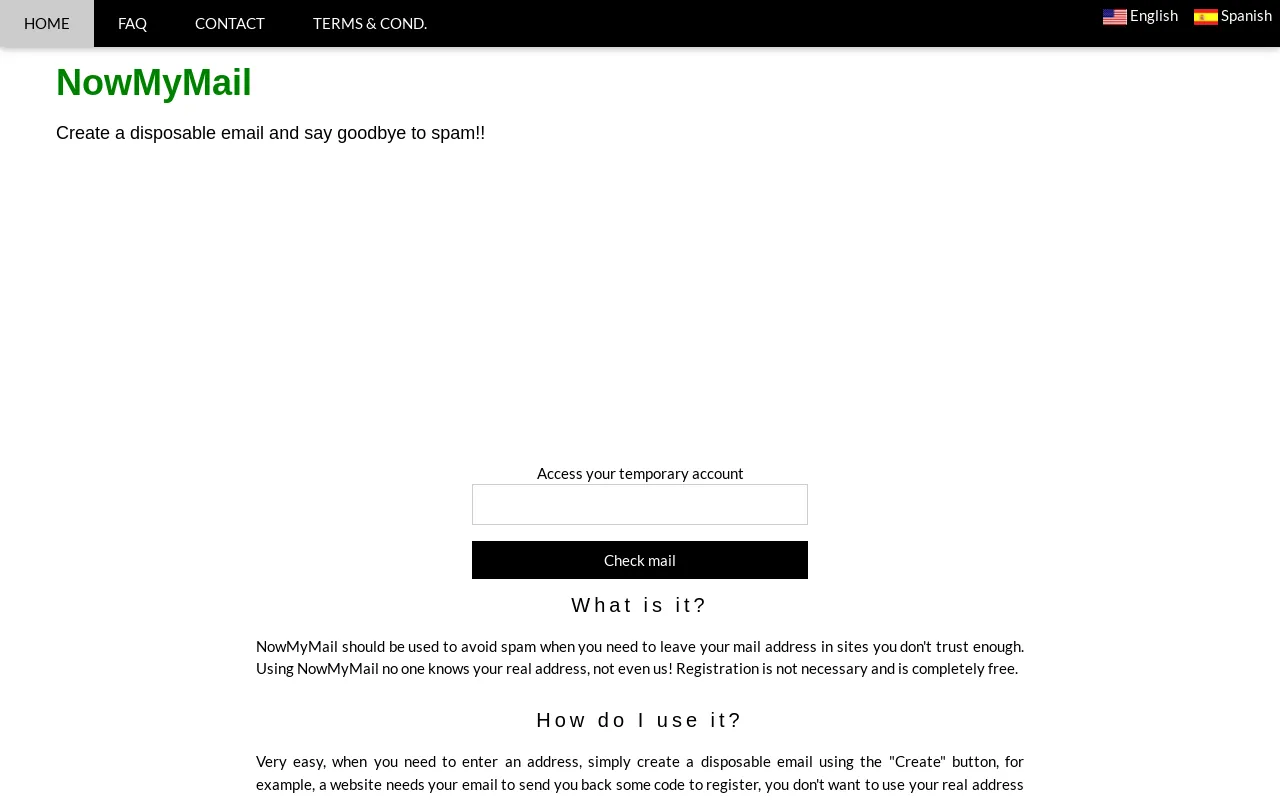 Screenshot of nowmymail.com