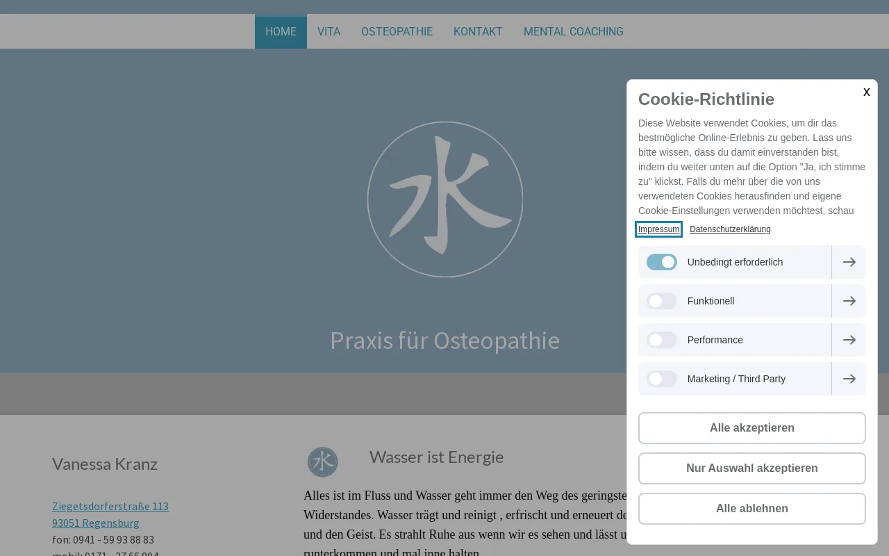 Screenshot of osteopathie-kranz.de