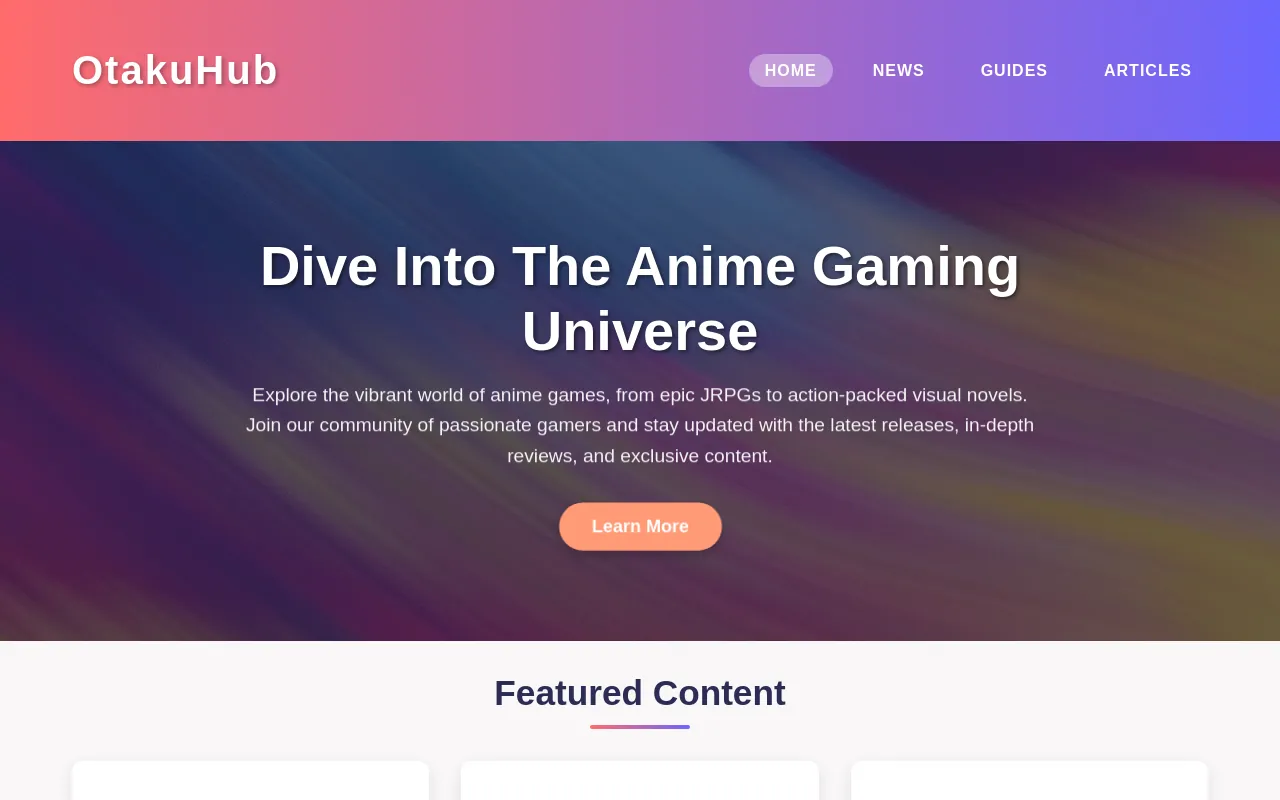Screenshot of otakuhub.xyz