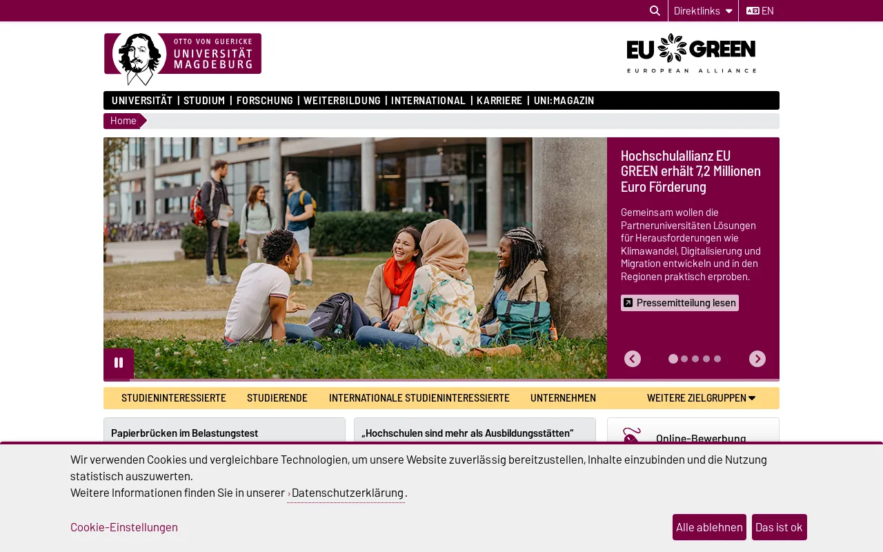 Screenshot of ovgu.de