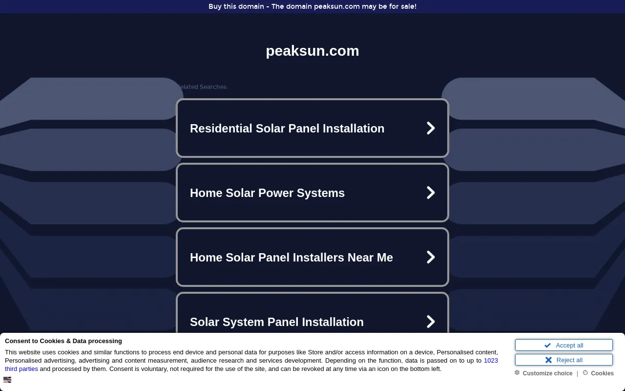 Screenshot of peaksun.com