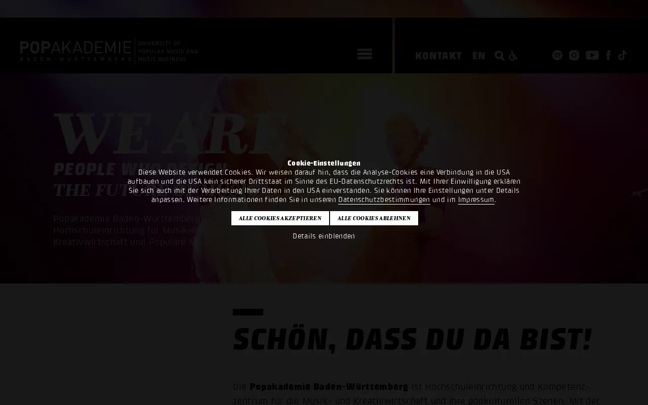 Screenshot of popakademie.de