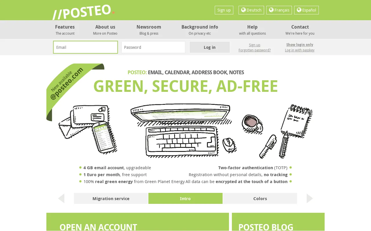 Screenshot of posteo.eu