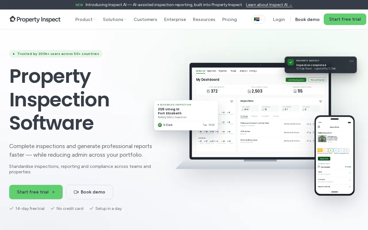 Screenshot of propertyinspect.co.za