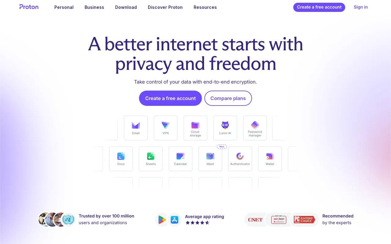 Screenshot of proton.me