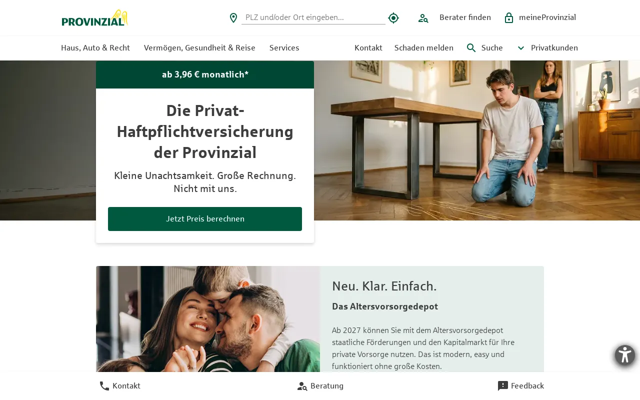 Screenshot of provinzial.de