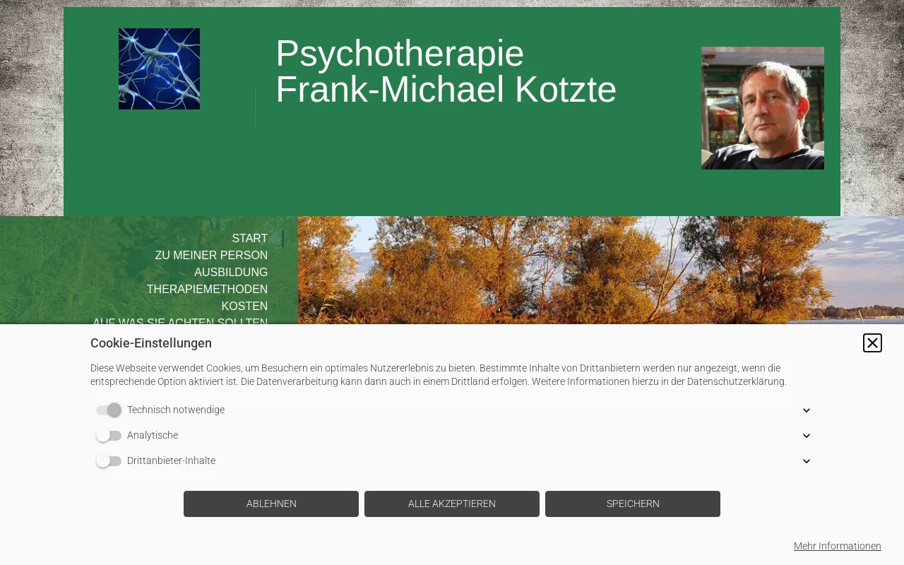 Screenshot of psychotherapie-kotzte.de