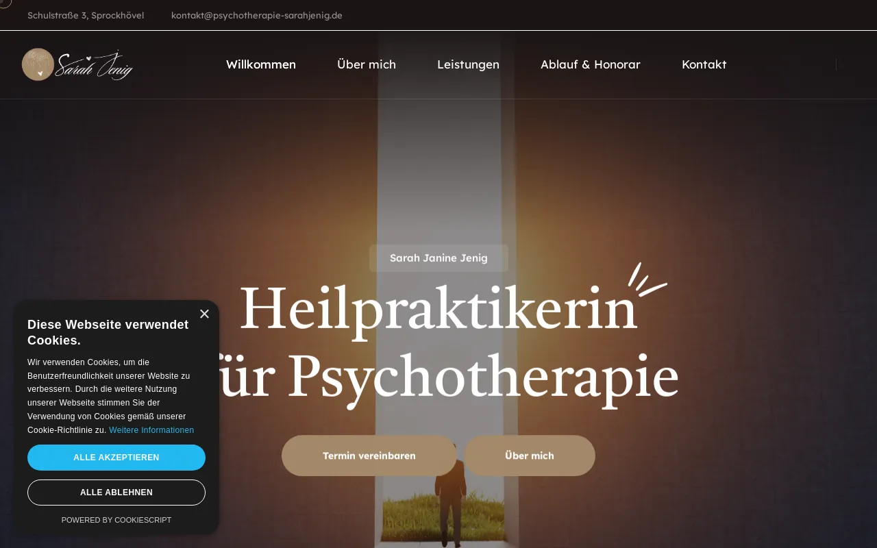 Screenshot of psychotherapie-sarahjenig.de