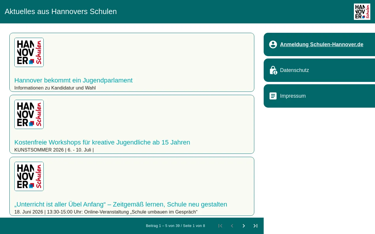Screenshot of schulen-hannover.de
