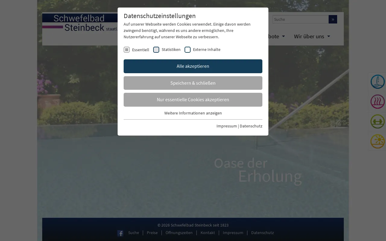 Screenshot of schwefelbad-steinbeck.de