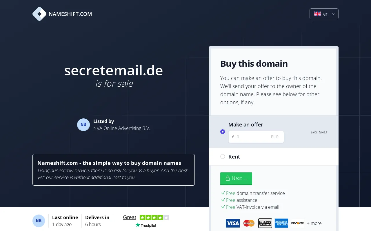 Screenshot of secretemail.de