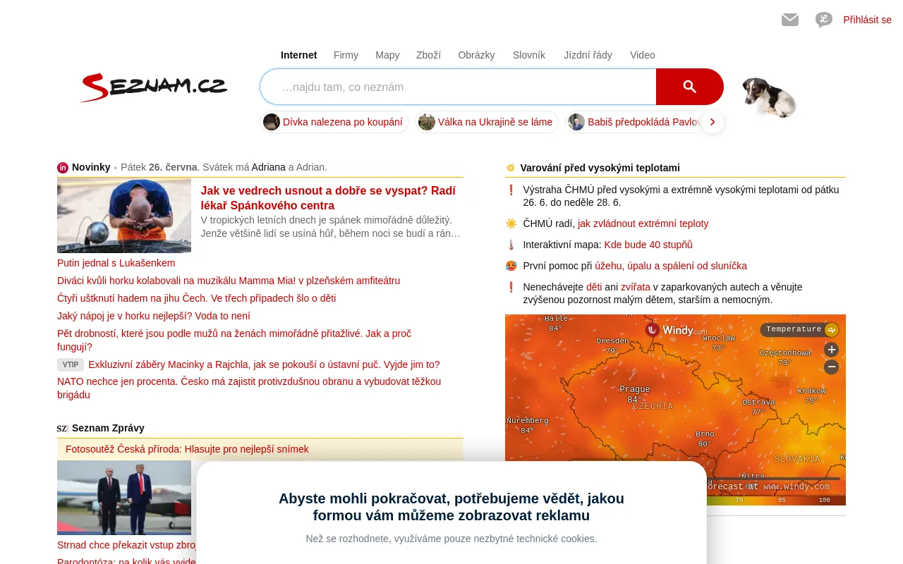 Screenshot of seznam.cz