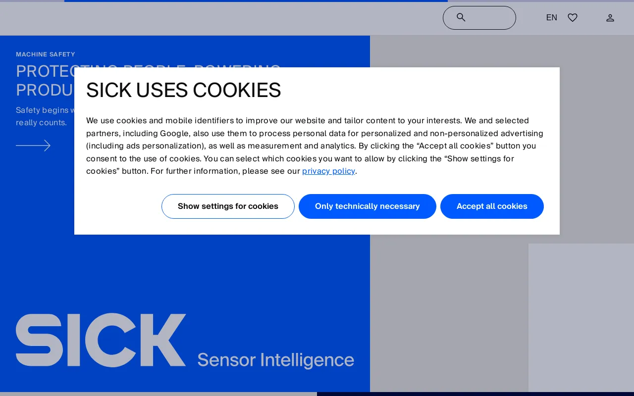 Screenshot of sick.de