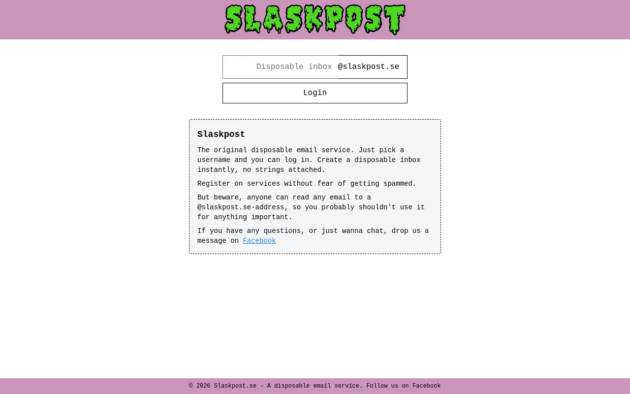 Screenshot of slaskpost.se