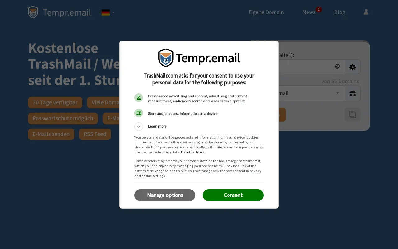 Screenshot of smashmail.de