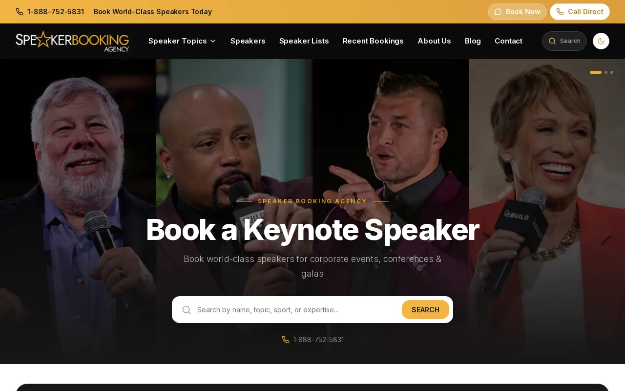 Screenshot of speakerbookingagency.com
