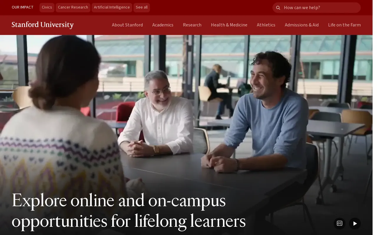 Screenshot of stanford.edu