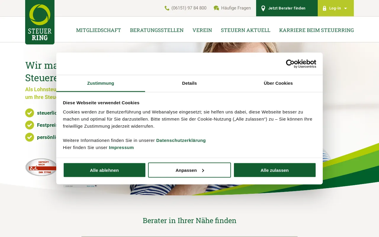 Screenshot of steuerring.de