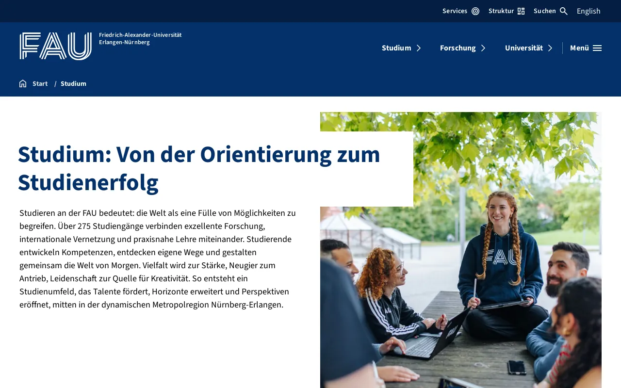 Screenshot of studium.fau.de