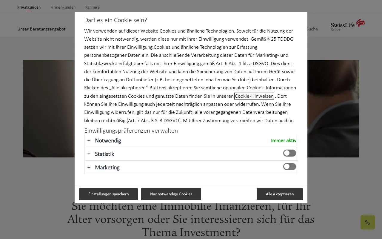 Screenshot of swisslife-select.de