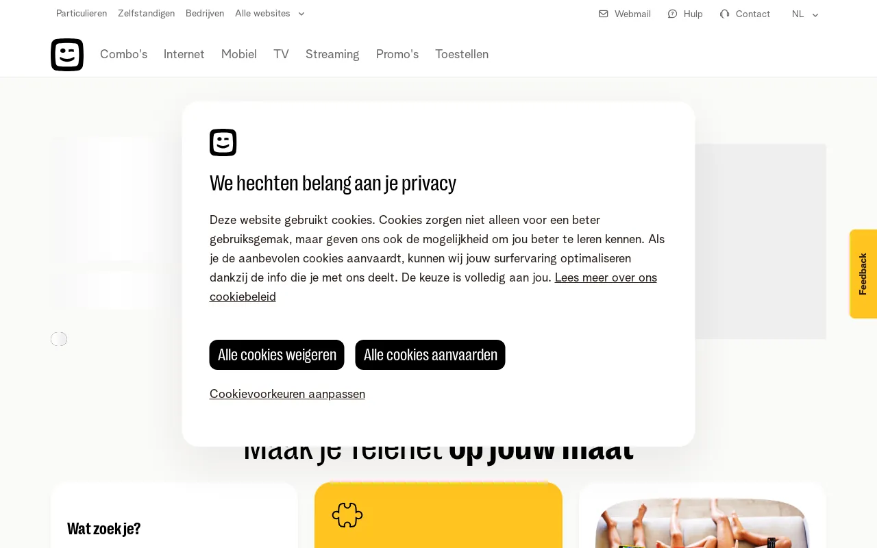 Screenshot of telenet.be