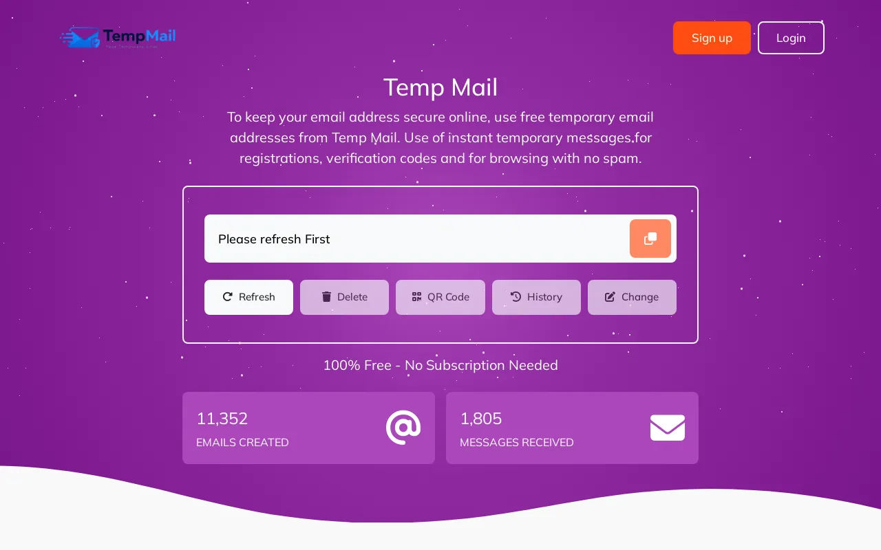 Screenshot of temp-mail.guru