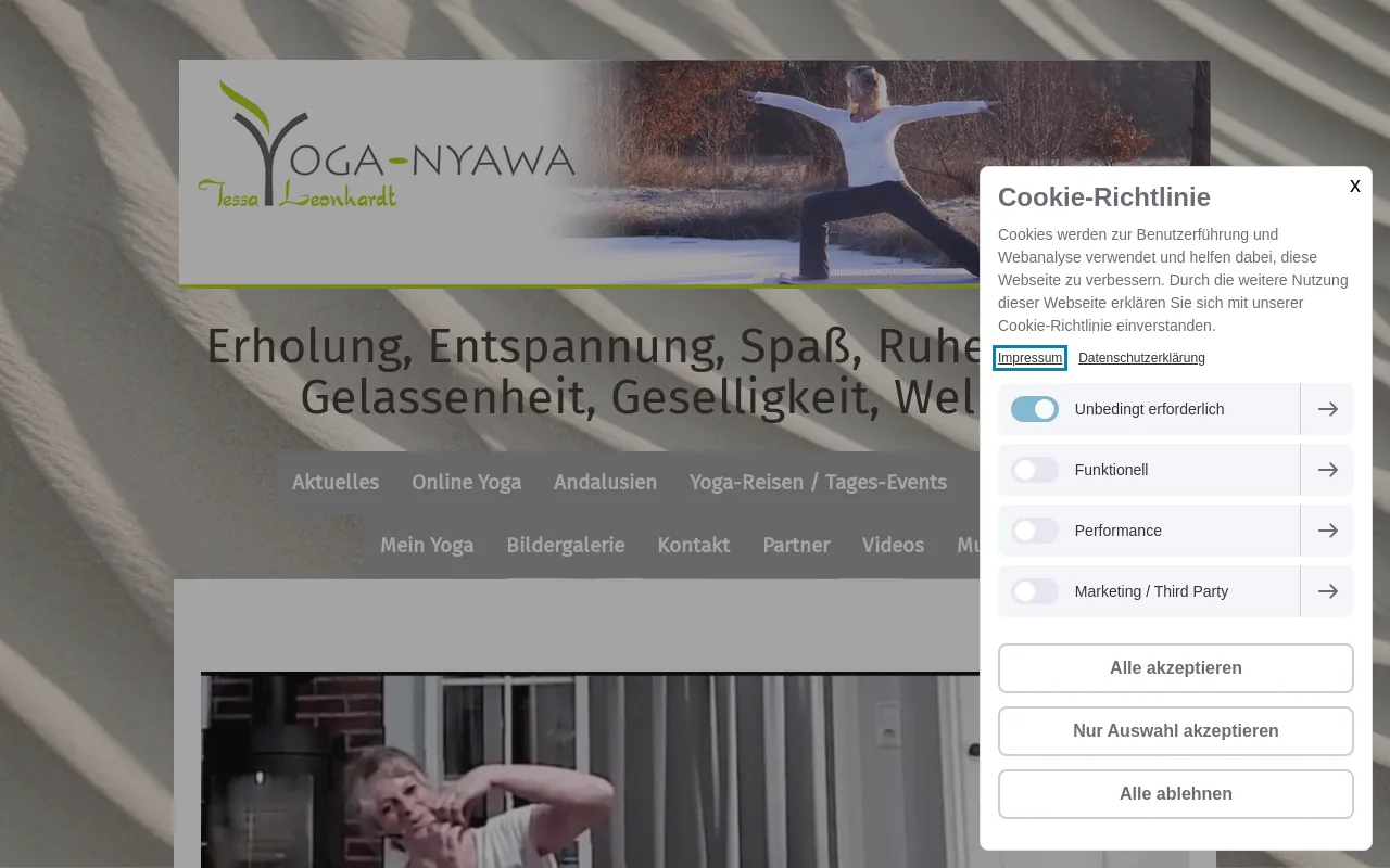 Screenshot of tessa-yoga.de
