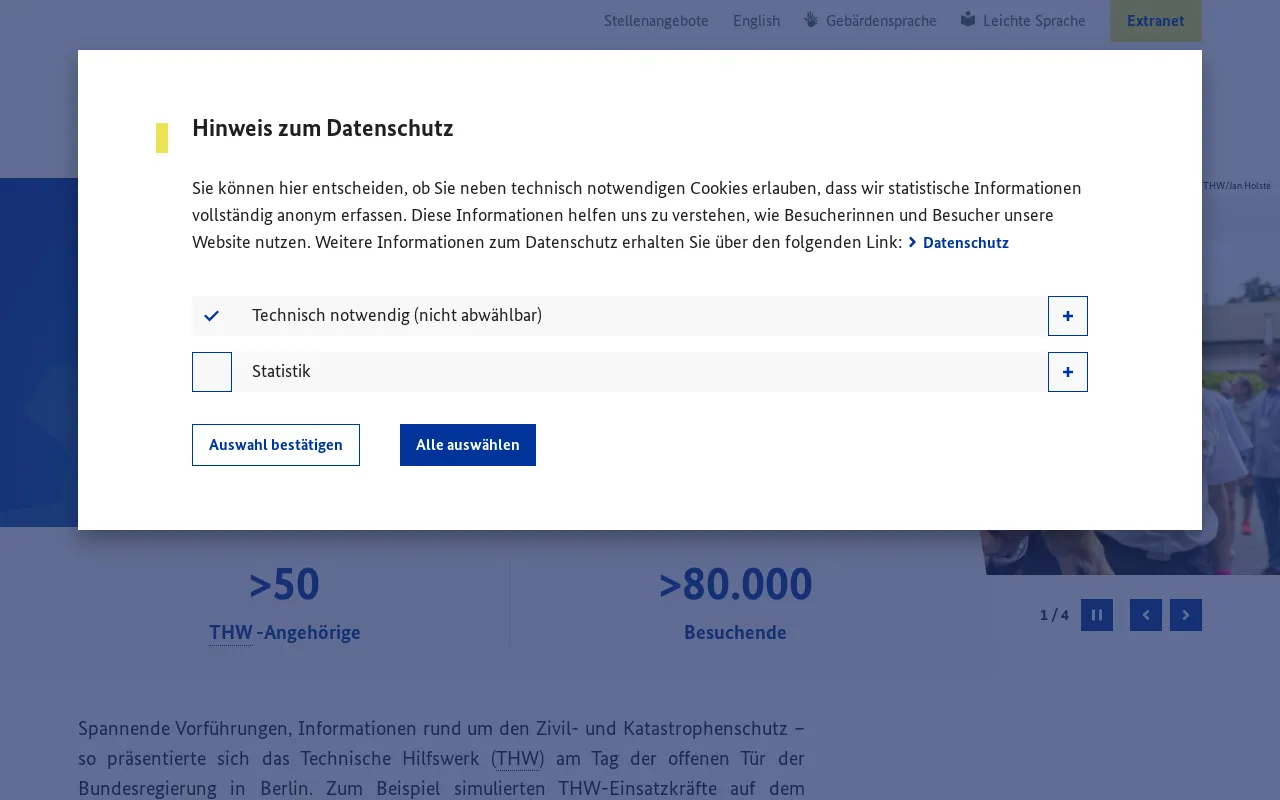 Screenshot of thw.de