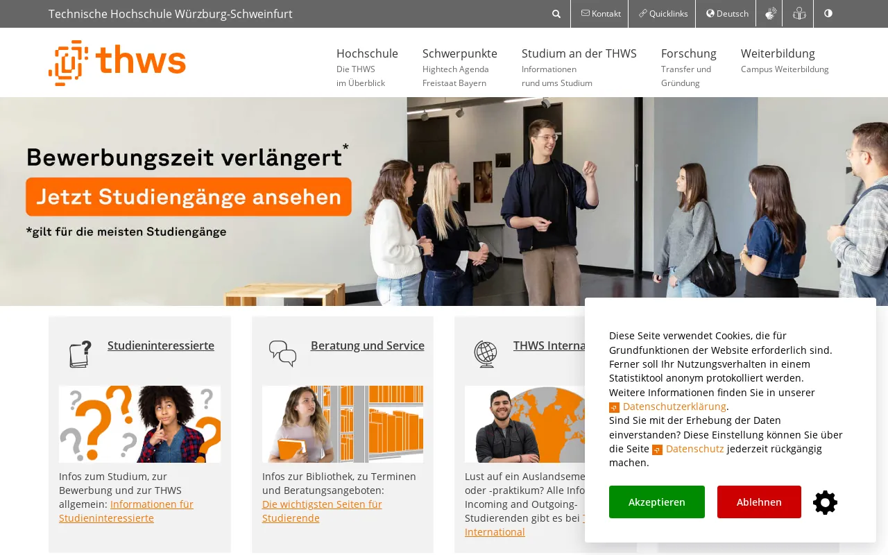Screenshot of thws.de